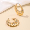 Gold Plated Hoop Earrings with Rhinestones, Geometric Circular Teardrop Design,