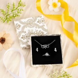 Bssay 18 Pack Jewelry Gift Boxes,3.5x3.5x1.2 Inch Cardboard Jewelry Gift Boxes,Small Jewelry Boxes with Lids for Necklace Ring Bracelet Earring Display Box (White-18pcs)