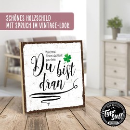 TypeStoff HS-00688 Wooden Sign with Saying - Sometimes Whispers Happiness Very Quiet - Vintage Look with Quote as Gift and Decoration