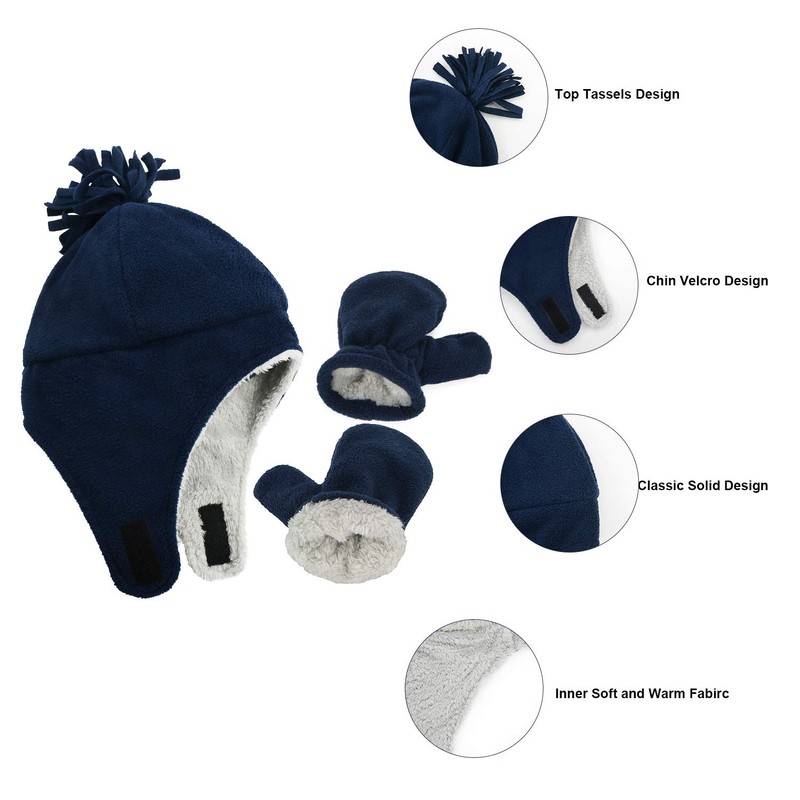 Zando Baby Boy Sherpa Lined Warm Fleece Pilot Hat Infant