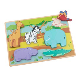 Jumini Wooden Chunky Puzzle – Eco-Friendly Toy for Toddlers, 1 year, 12 months+ Sustainably Sourced Wood, Non-Toxic Paint, UK Safety Tested (Safari)