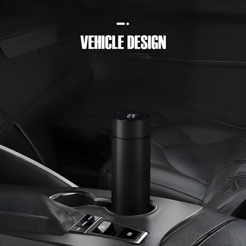 TEQY Thermos Flask with LED Display, 500 ml, Stainless Steel