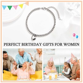 KORAS 70th Birthday Gifts for Women, Heart Charm Bracelet 70th Birthday Bracelet Gifts for 70 Year Old Women, Women 70th Birthday Presents