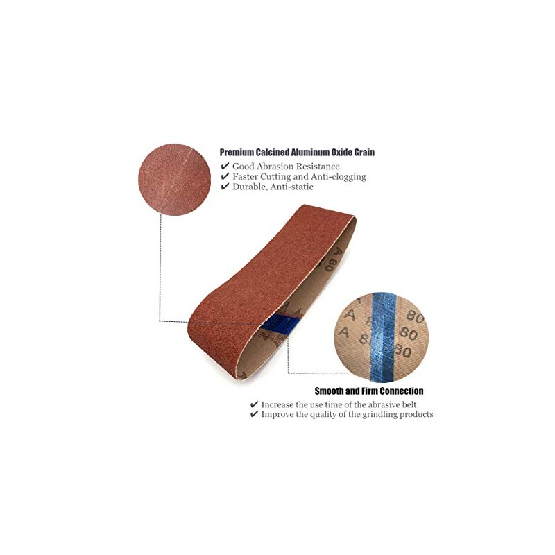 24 PCS 2-1/2 x 14 inch Abrasive Sanding Belts, 6