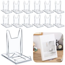 Memorywuu 12 Pack Acrylic Book Stand for Display Adjustable Clear Display Holder Easel Collector Stand for Home Office Back to School Comic Album CD Magazine Postcard Artworks (4.2 x 4.3 x 2.35 Inch)