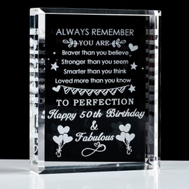 YWHL 50th Birthday Gifts for Women Men Crystal Keepsakes for 50th Birthday Presents Idea for Mom Dad Aunt Uncle 50 Year Old Gifts for Women Men Friend Who Has Everything