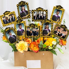 2025 Graduation Picture Centerpiece Sticks 8 Pieces Graduation Party Decoration Congrats Grad Photo Centerpiece for Tables Graduation Photo Table Toppers