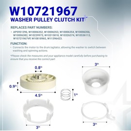 W10721967 Washer Pulley Clutch Kit & W10006384 Drive Belt by YGHSZ - Compatible for Whirlpool Kenmore Maytag washing machine Replaces PS10057144 W10006354 W10006356 W10239973 WTW5000DW1 MVWX655DW1