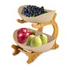 YIYIBYUS 2 Tier Bamboo & Ceramic Fruit Basket for Kitchen