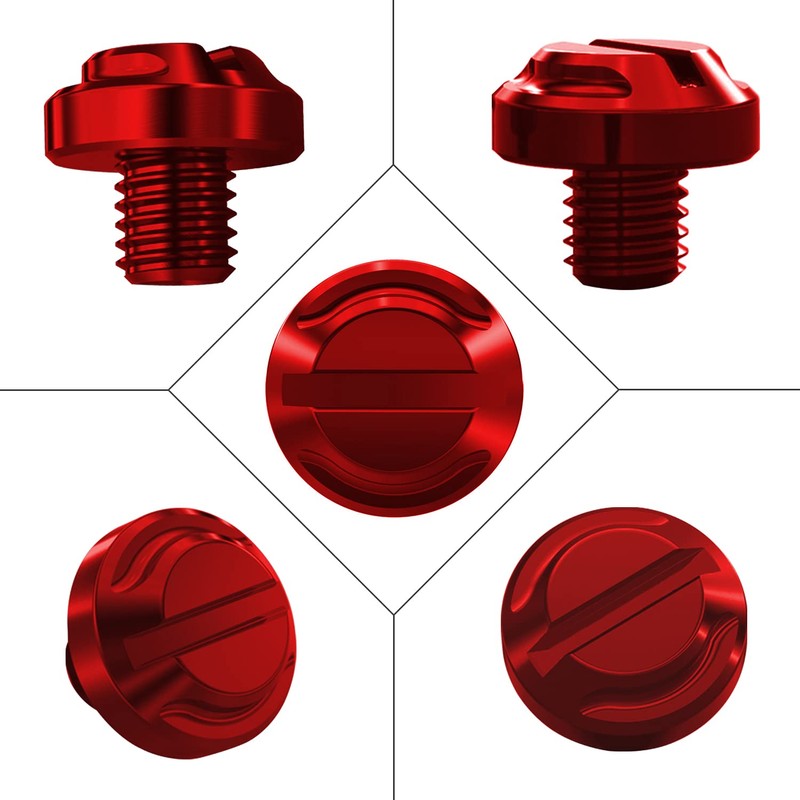 AVERZELLA 4pcs Motorcycle Red Mirror Hole Plugs 2 Regular+2 Reverse