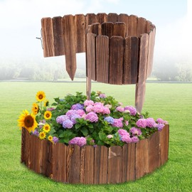 SHATGYI Garden Wooden Fence - 12ft X 8in Pine Wood Flower Bed Edging Borders, No Fading Planter Fencing for Outdoor Patio Lawns Yard Flower Bed Decoration