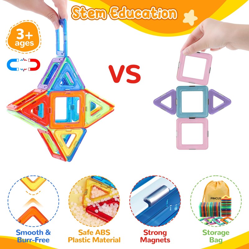 Pincush Magnetic Tiles Toys for 3 4 5 6 7