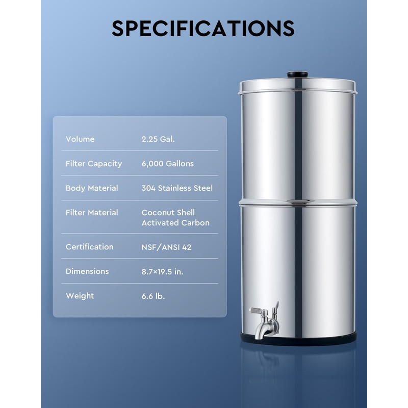 CO-Z Gravity-Fed Water Filter System, 2.25 Gallons Countertop Water Filtration