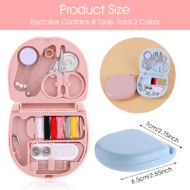 Mini Travel Sewing Kit, 2 Pack DIY Sewing Supplies - Small Portable Emergency Repair Kit With Needles, Threads, Scissors, Buttons
