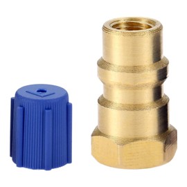 Bowarepro R134a Gas Charge Conversion Adapter A/C R12 R22 to R134A Universal Retrofit Valve Port Fast to R134a Low Side Quick Connector with Dust Cap 1/4" to 8v1 Thread with R134A Quick Coupler