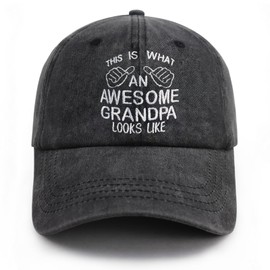 Newhomestyle Grandpa Hats for Men, Adjustable Embroidered Adult Baseball Cap, Funny Wash Denim Hat for Grandfather Birthday