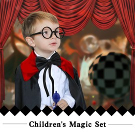 Ecloud Shop Magic Tricks Set for Children – Magic Coat Costume, Wand & Magic Props, Suitable for Children's Performances, Magic Cosplay 80 cm