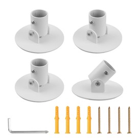 UFURMATE Shower Curtain Rod Bracket, 4 Pack 26mm Inner Diameter Titanium Steel Shower Curtain Rod Single Swivel Flange Curtain Rod Wall Bracket with Screws (White)