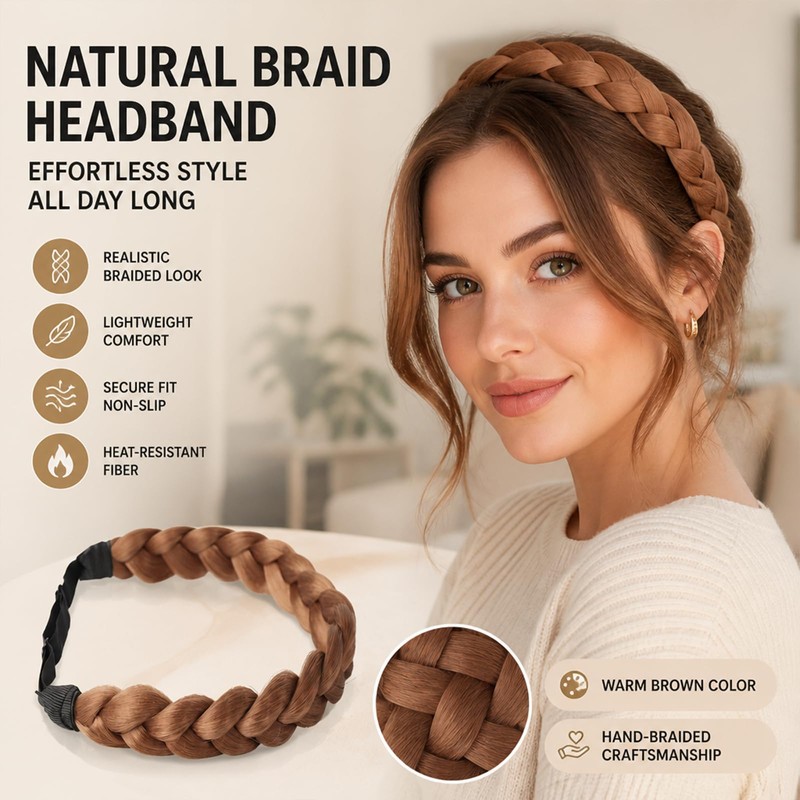 Braided Headband Set - Braided Headband - Satin Scrunchie -