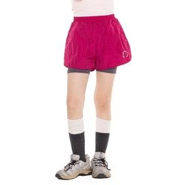 Rolanko Mädchen Sports Shorts, 2-in-1-Jogging Shorts für Sport Laufen Radfahren Fitnessstudio Sommer mit Taschen, Rosa, Größe: 11-12 Jahre/160