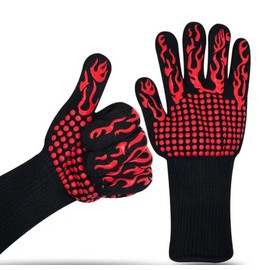 [VICT POPU] Camping Heat Resistant Gloves, Barbecue Gloves, Cooking Gloves, Heat Resistant BBQ Gloves, Maximum Heat Resistant Temperature of 1762°F (800°C), Anti-Slip, Universal Use, Convenient to Put
