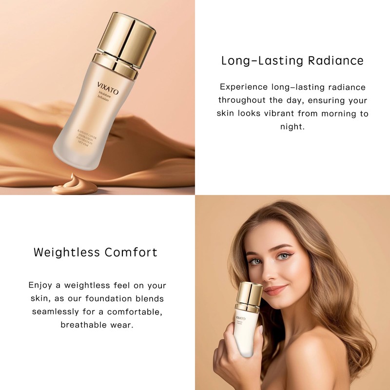 Cover Hydration Liquid Foundation Concealer, 45ML Moisture Liquid Flawless Makeup