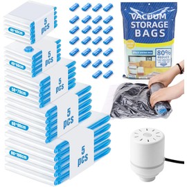 bolsas de almacenamiento de vacío,bolsas al vacio ropa viaje,vacuum storage bags con Bomba Eléctrica,bolsas del compresión para viajes de Portátil,ideal para viaje y Organización del hogar. (25 PCS)