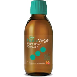 Nature’s Way NutraVege Omega‑3 Vegetal 500 mL - Aceite de Algas Sabor Fresa‑Naranja con 500 mg de EPA + DHA, 100% Vegano y Sin Regusto a Pescado
