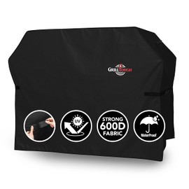 GrillTough Heavy Duty BBQ Grill Cover for Outdoor Grill, 72 Inch – Waterproof, Weather Resistant, UV & Fade Resistant with Adjustable Straps – Gas Grill Cover for Weber, Genesis, Charbroil, etc. Black