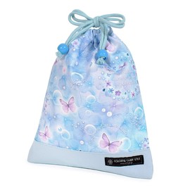 N7016700 Medium Drawstring Lunch Bag, Girls, Drawstring Bag, Elementary School Students, Stylish, Cute, Moonlight Butterfly, Colorful Candy Style