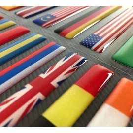 DIGIART INTERNATIONAL JAPAN JAPANESE FLAG 3D EPOXY CAR EMBLEM SET (2) FLEXIBLE REFLECTIVE DURABLE