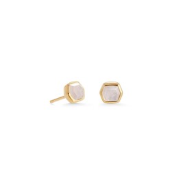 Kendra Scott Davie Stud Earrings in 18K Gold Vermeil, Fine Jewelry for Women, Rainbow Moonstone