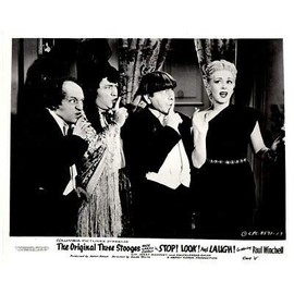 The Three Stooges Curly Moe Larry Stop Look and Listen Original Lobby Card 1960