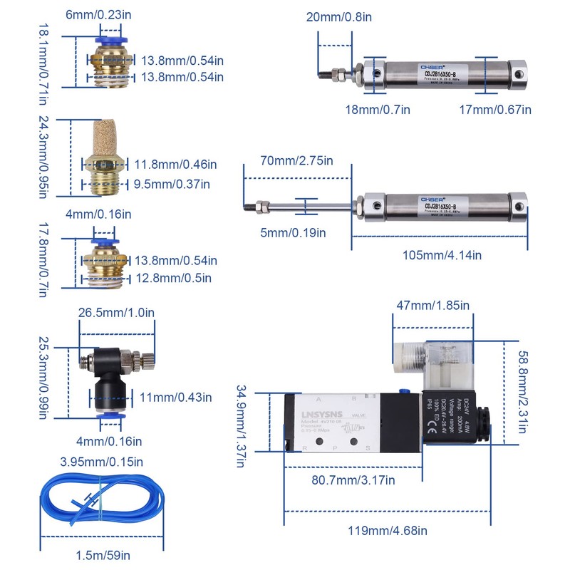 LNSYSNS Pneumatic 5/2-Way Valve - 4V210-08 DC 24 V and