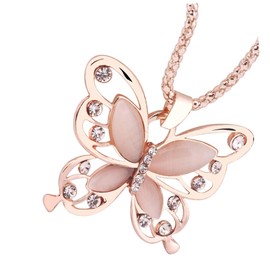 CHILDWEET Women's Necklace Long Sweater Chain Necklace in Rose Gold Opal Pendant Stylish Jewelry for Casual or Formal Wear