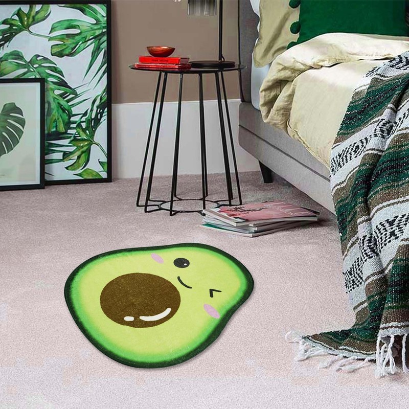 Kitcmat Cute Avocado Rug Non-Slip Soft Washable Funny Irregular Fruit