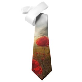 ShopQuality4U Poppy remembrance Flanders Field Mens Printed Neck Tie - Polyester - Great Gift - Half Tie Print
