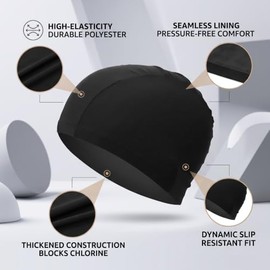 RiToEasysports Gorro de Natación, Gorro de Baño Gorro de Baño Gorro de Baño Duradero Gorros de Natación de Poliéster para Mujeres Hombres (Black)