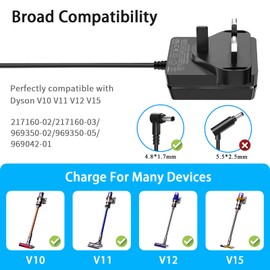 TKDY 30.45V Charger Replacement for Dyson Vacuum, Compatible with Dyson V10 V11 V12 V15 SV12 SV14 SV16 SV20 SV22 Absolute Animal Motorhead Cordless Vacuum Power Supply