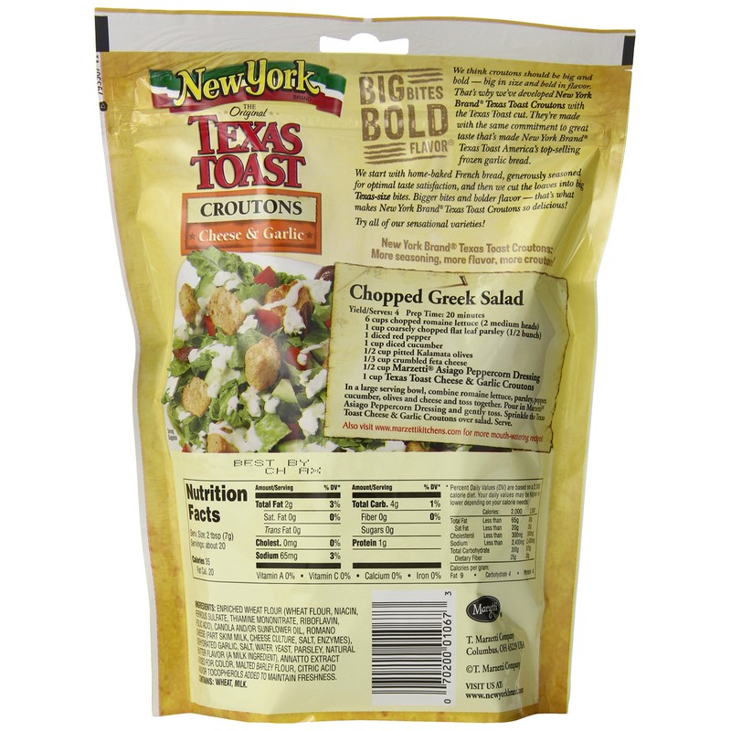 New York Texas Toast Croutons Cheese & Garlic, 5-Ounce Bags