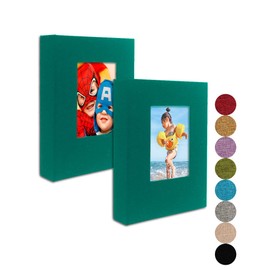 Small Photo Album 4x6 – Clear Pages, Linen Cover with Front Window, Pack of 2, Each Small Album Holds 52 Photos, Small Brag Book Photo Album for 4x6 Photos, Dark Green
