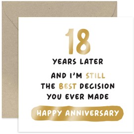 Old English Co. Best Decision You Ever Made Eighteen Year Anniversary Card for Husband or Wife - Hilarious 18th Wedding Anniversary - Funny Eighteenth Anniversary Card | Blank Inside Envelope
