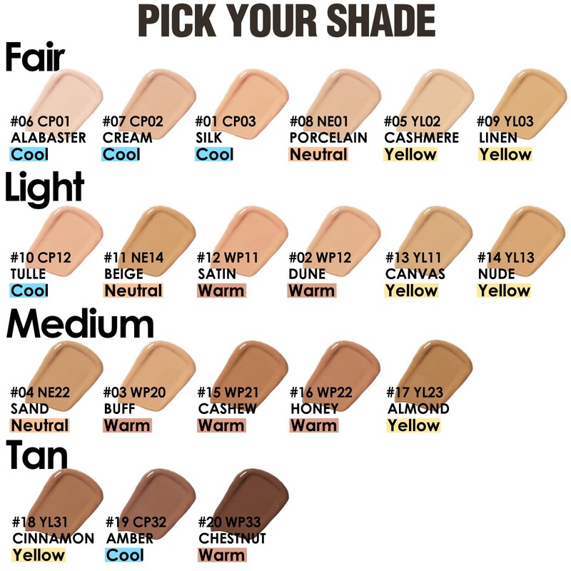 FOCALLURE PerfectBase Lasting Poreless Liquid Foundation, Medium to Full Coverage