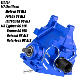 RCHuiWow RC Diff Housing Gearbox Case Upgrades Part for 1/8 Typhon Kraton Outcast Notorious 6S BLX,1/7 Infraction Limitless Mojave Felony 6S BLX,Front Rear Transmission Box w/ 43T+10T Gear,Navy Blue