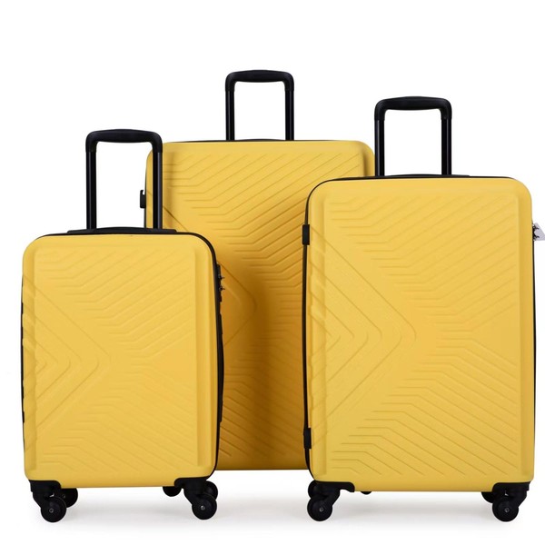 3 Piece Luggage Sets Abs Lightweight Suitcase With Two Hooks,
