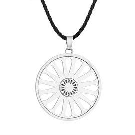 Romani Mens Boys Chakra Wheel Pendant Necklace Roma Wheel Charm Leather Chain Ashoka Indian Symbol Amulet Jewelry Leather, Leather