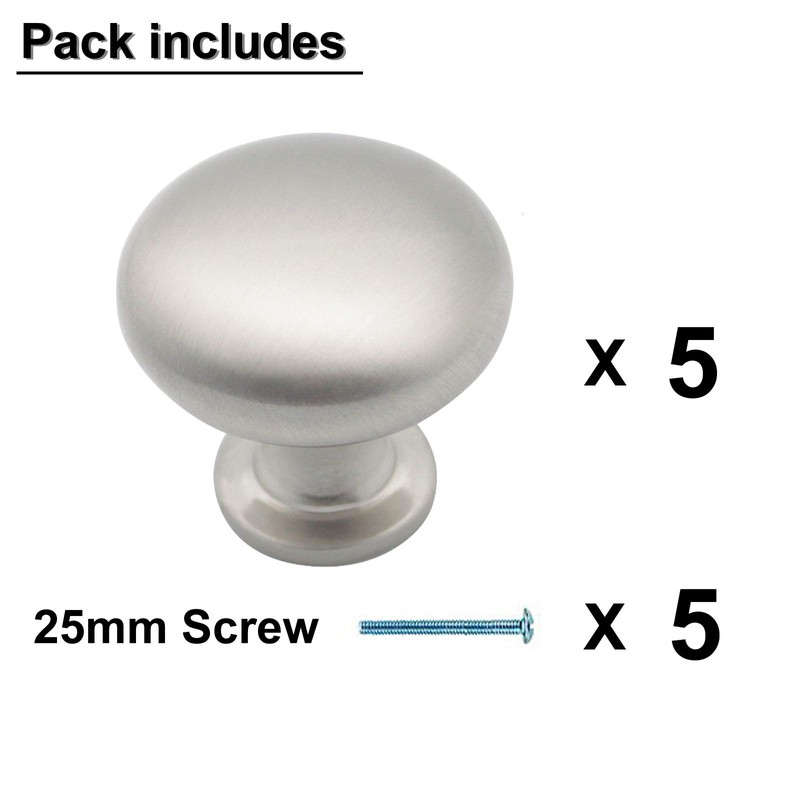 Probrico 5 Pieces Solid Cabinet Door Knob Dresser Handle Mushroom