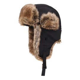 TINAYAUE XL Waterproof Mens Winter Hat Faux Fur Russian Ushanka Trapper Hat for Men Cozy Plush Hat with Ear Flaps Black Warm Hunters Hat Windproof Skiing Cycling Hat Dad Outdoor Work Cap