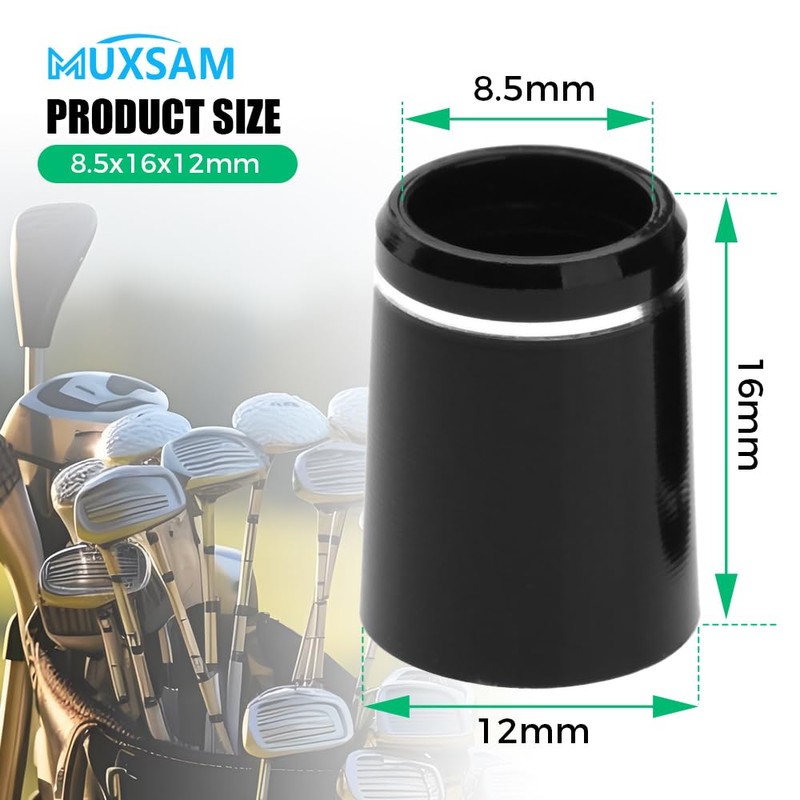 MUXSAM 10pcs .335 Black Golf Tapered Ferrules Compatible for Irons