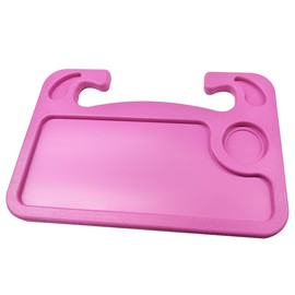 ZIMISI Car Steering Wheel Desk, Multipurpose Car Table Tray for Eating, Computer Office Vehicle Food Table with Pen&Drink Holder, Universal Steering Wheel Travel Accessory for Most Vehicles (Pink)